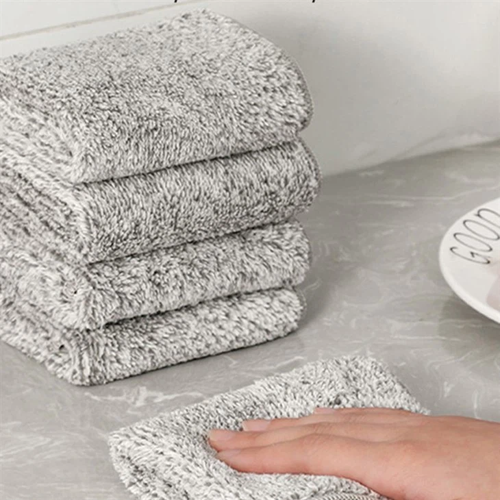Bamboo Charcoal Fiber Kitchen Cleaning Cloth To Remove Oil Dishwashing Towels Household Items Thicker