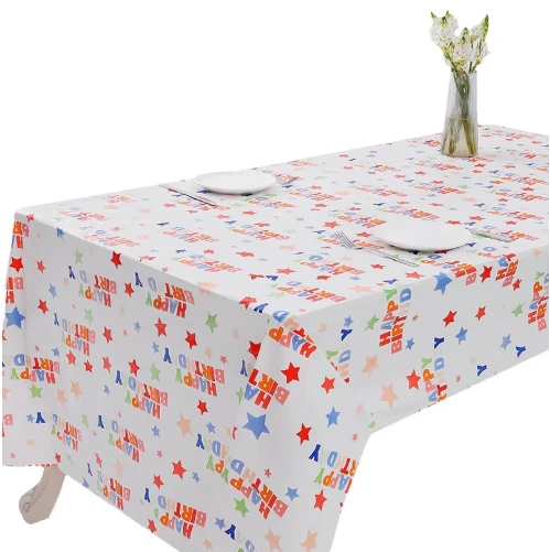PE Disposable Tablecloth Mixed Pattern Oil-proof Table Cover